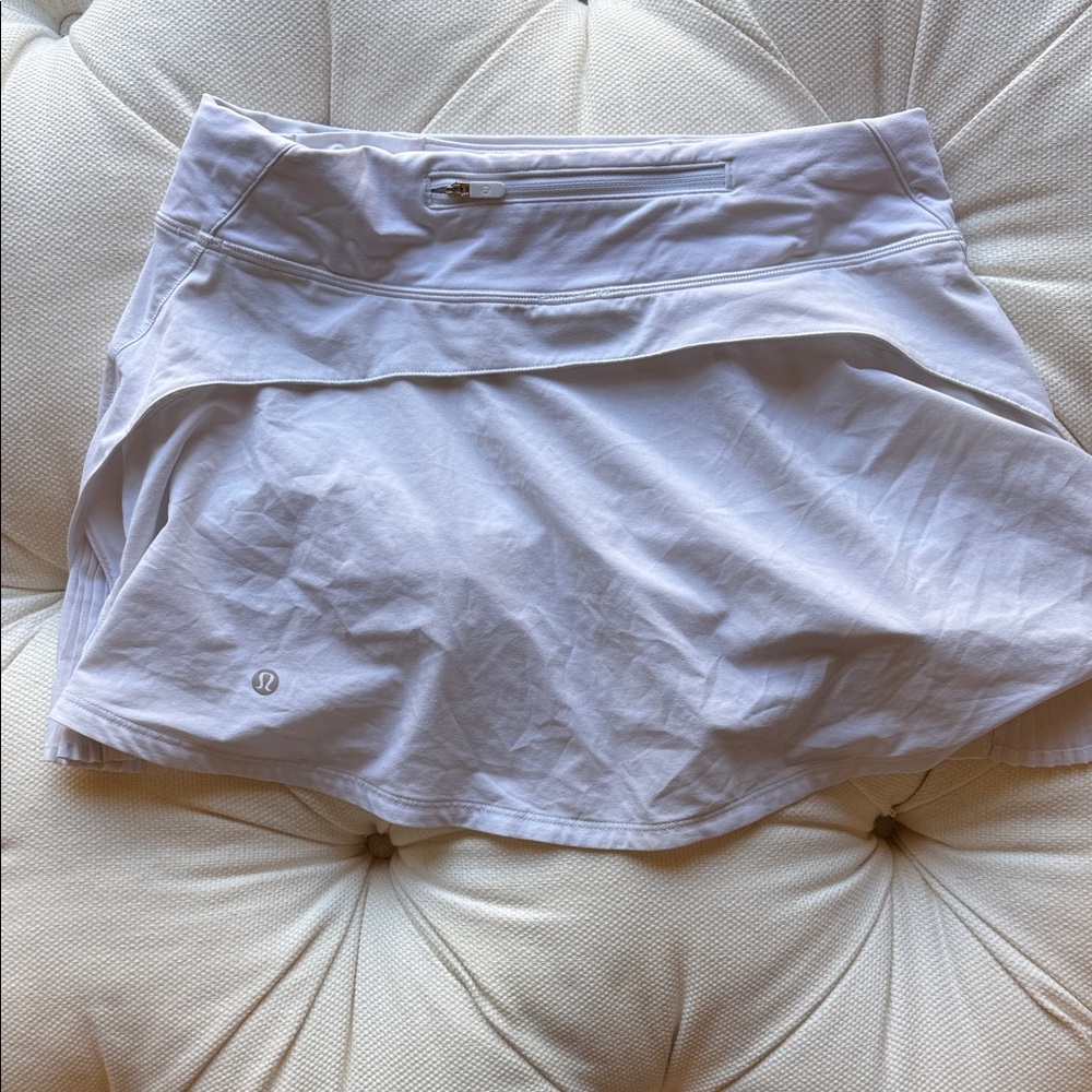 Lululemon White Play off the Pleats Tennis Skort with Back Zip Pocket